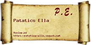 Patatics Ella névjegykártya